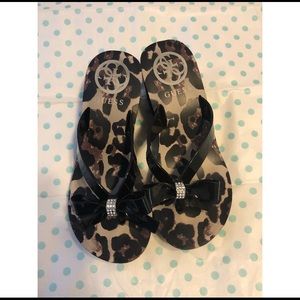 Guess Siarra Animal Print Tutu Chunky Flip Flops